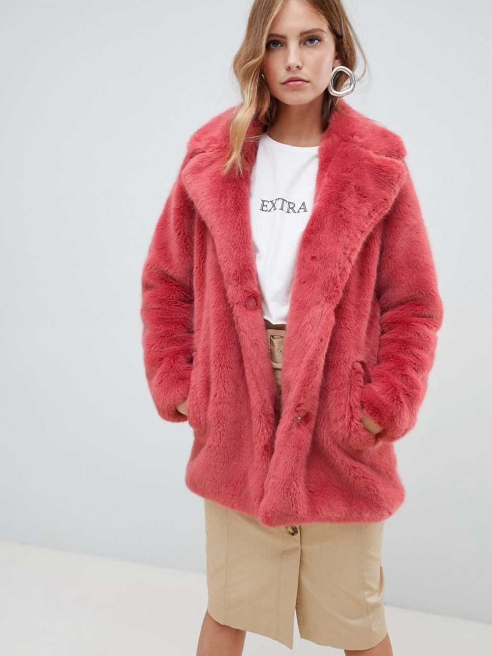 Faux Fur Pink Coat